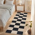 thumbnail image 3 of HIWEAVER Black/White 2' x 6' Easy Jute Runner for Kitchen Non Slip Stain Resistant Checkered Indoor Outdoor Throw Carpet Non Shedding Modern Geometric Mat for Hallway Outdoor Patio Rug, 3 of 6