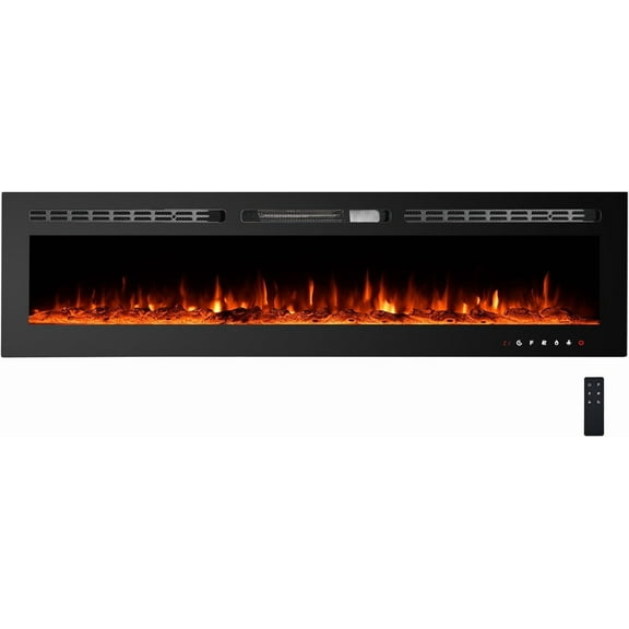 72 Inch Wall Mounted Electric Fireplace, Recessed Fireplace Insert with Remote, Adjustable Flame Color & Brightness, Timer, Low Noise, 750/1500W Electric Fire Place, Touch Screen Heater