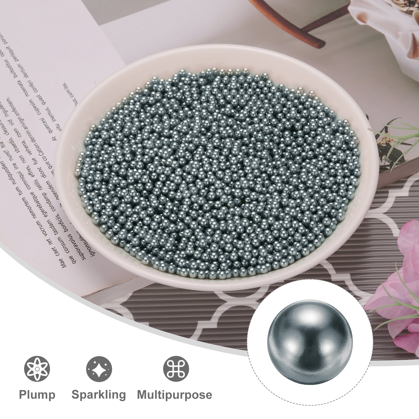Unique Bargains Faux Pearl for Crafting No Hole Pearls for Vase Fillers Dark Gray