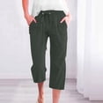 thumbnail image 2 of Seductiva Women's Casual Pants Linen Pants Women Summer Wide Leg Capri Pants Drawstring Elastic Waist Pants High Waisted Pants Casual Beach Trousers Business Work Casual Pants, 2 of 5