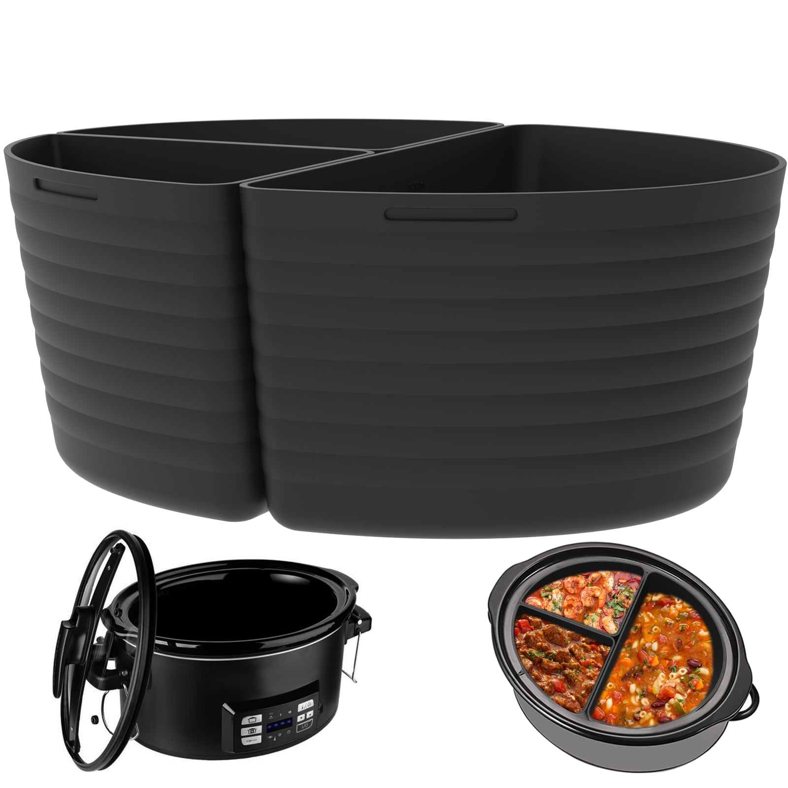 Ktcina Silicone Slow Cooker Divider Liner for 6QT Pot, Pack of 3 Slow Cooker Divider Insert