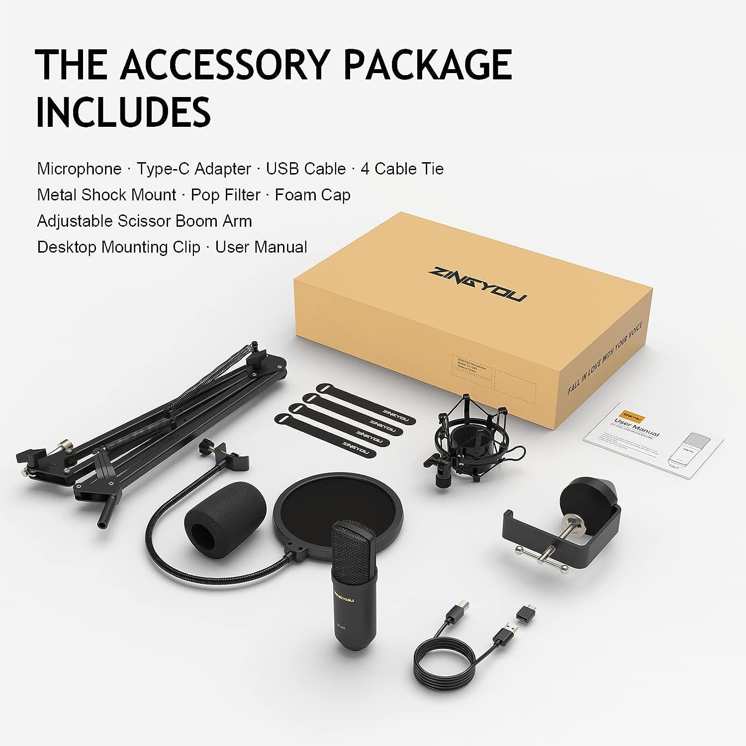 ZINGYOU XLR Condenser Microphone, Professional Studio
