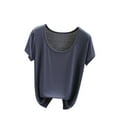 thumbnail image 2 of Womens Oversized Summer Solid Color Short Sleeved Round Neck Loose Top, 2 of 3