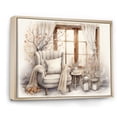 thumbnail image 2 of Designart "Cozy Retreat in Winter Cottage III" Farm Framed Wall Art - Country Beige Farm Windows Bedroom Framed Canvas Wall Art, 2 of 6