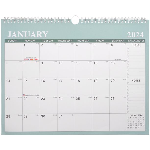 Calendario inglés Calendario de pared para el hogar Nota colgante Calendario mensual Suministros para el hogar