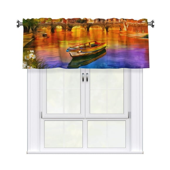 PAYOHTO Oil Painting Tiber River in Rome Chic Sheer Window Curtains - Lightweight, Stylish Valances for Kitchen, Bathroom Laundry Room