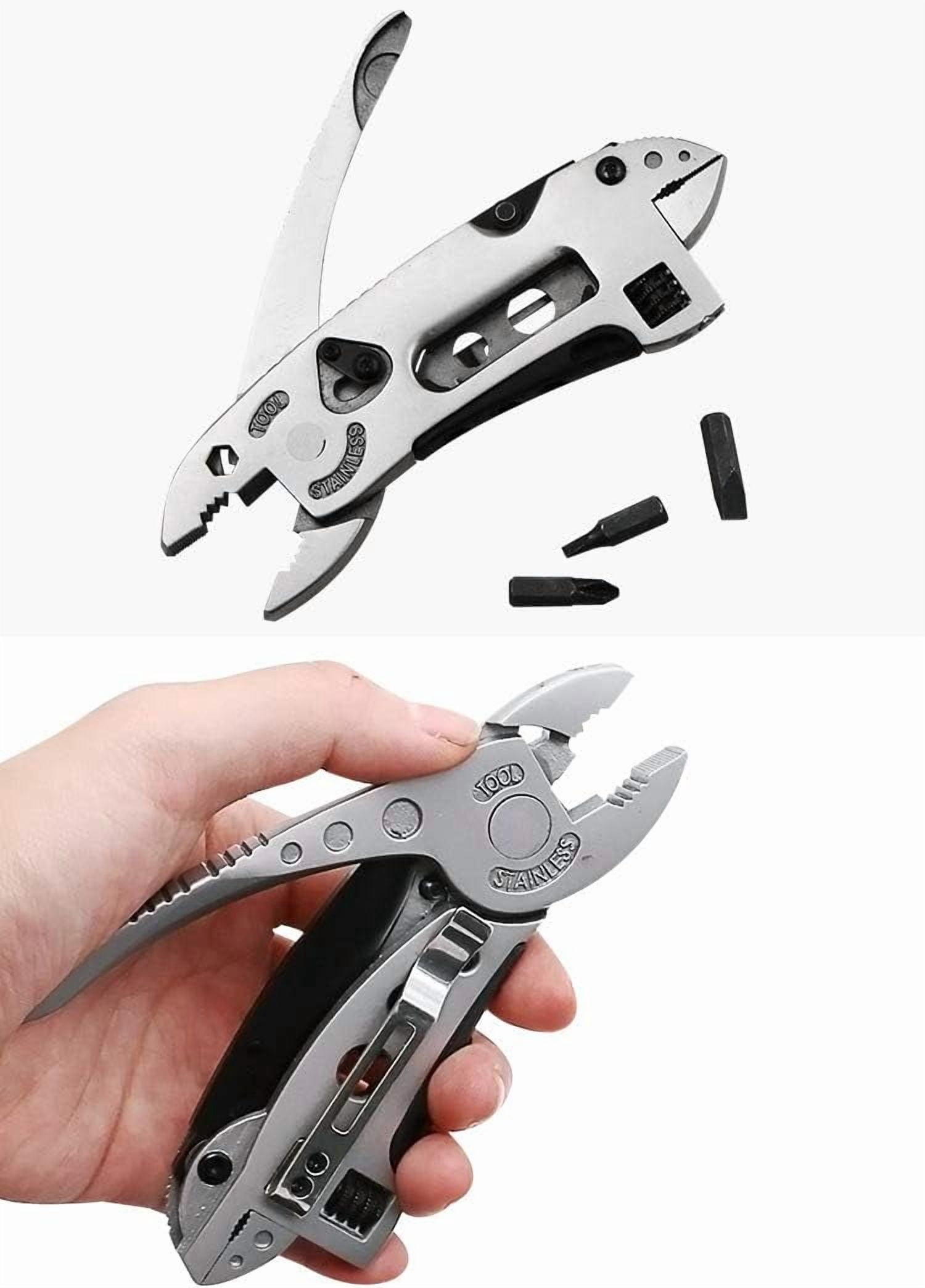 RGHJAR-Buyohlic Multitool Wrench with 7 Tools/Pliers/Wire Cutter/Flat Screwdriver Adjustable Multi Purpose Stainless Steel Tool