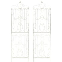 Sungmor 2 Pack Large Garden Trellis for Climbing Plants, 92.5 Inch Tall Rustic White Garden Metal Trellis, Decorative Trellis for Outdoor Rose Vines Cucumbers Support, Greenhouse, Flowerbed, Backyard