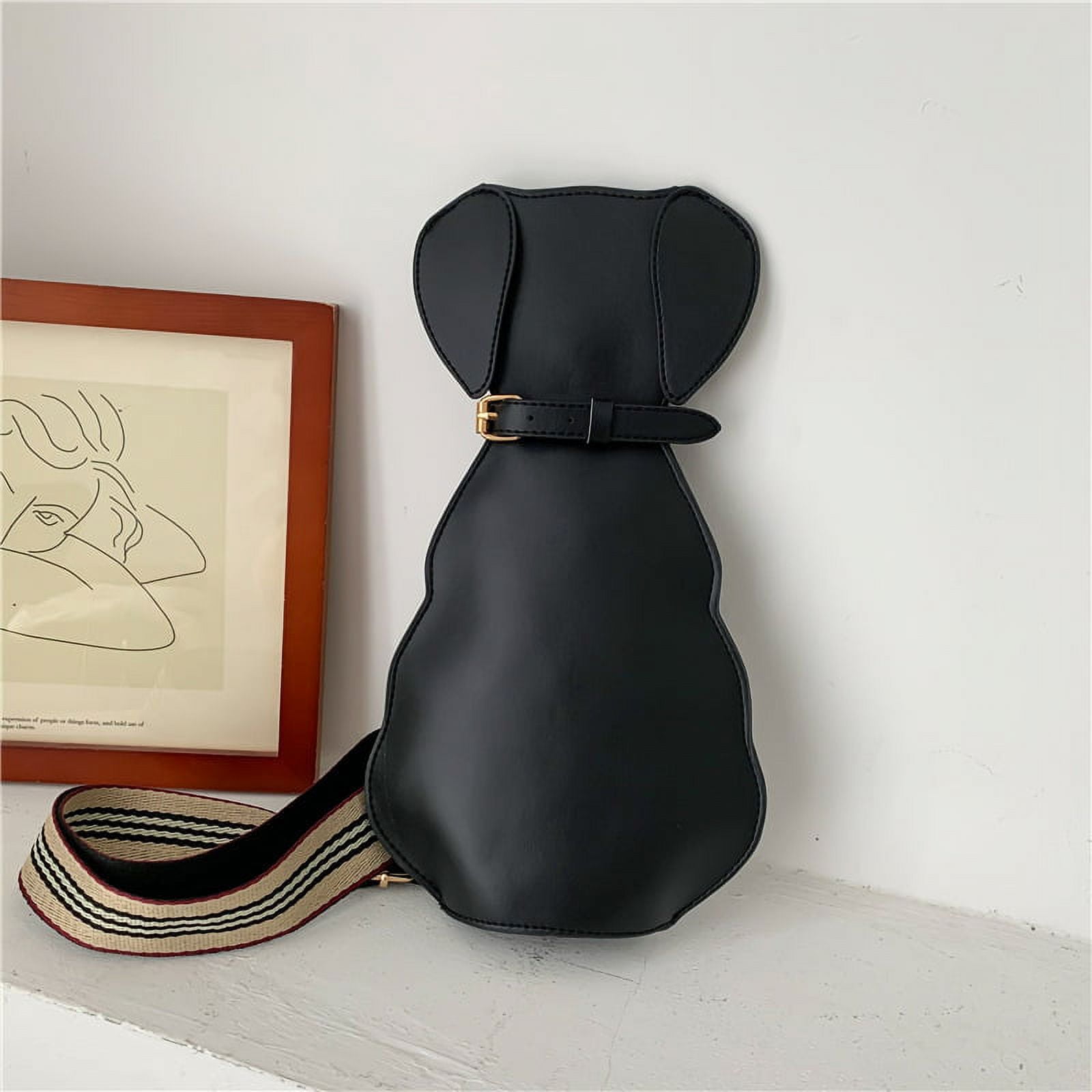 Baguery Cute Cat Shaped Crossbody Bag - Creative Wide Strap Chest Bag, Cartoon Novelty Purse for Sports & Travel
