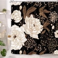 thumbnail image 2 of Black and Gold Shower Curtain, Dark Roses Leaves Botanical Aesthetic Boho Floral Shower Curtain for Bathroom with Hook, Vintage Rose Gold Flowers Fabric Unique Chic Shower Curtain Set with Hooks 72X84, 2 of 6