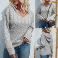 thumbnail image 4 of LYXSSBYX Women Fall Sweaters for Women 2022 Hot Sale Clearance Women Casual Soild Long Sleeve V-neck Hooded Knit Pullover Sweater Coat, 4 of 5