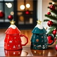 thumbnail image 4 of Ctnporpo Christmas Tree Ceramic Mug Mug Large Capacity with Lid Spoon Sustenance Gift Coffee Mug Red, 4 of 6