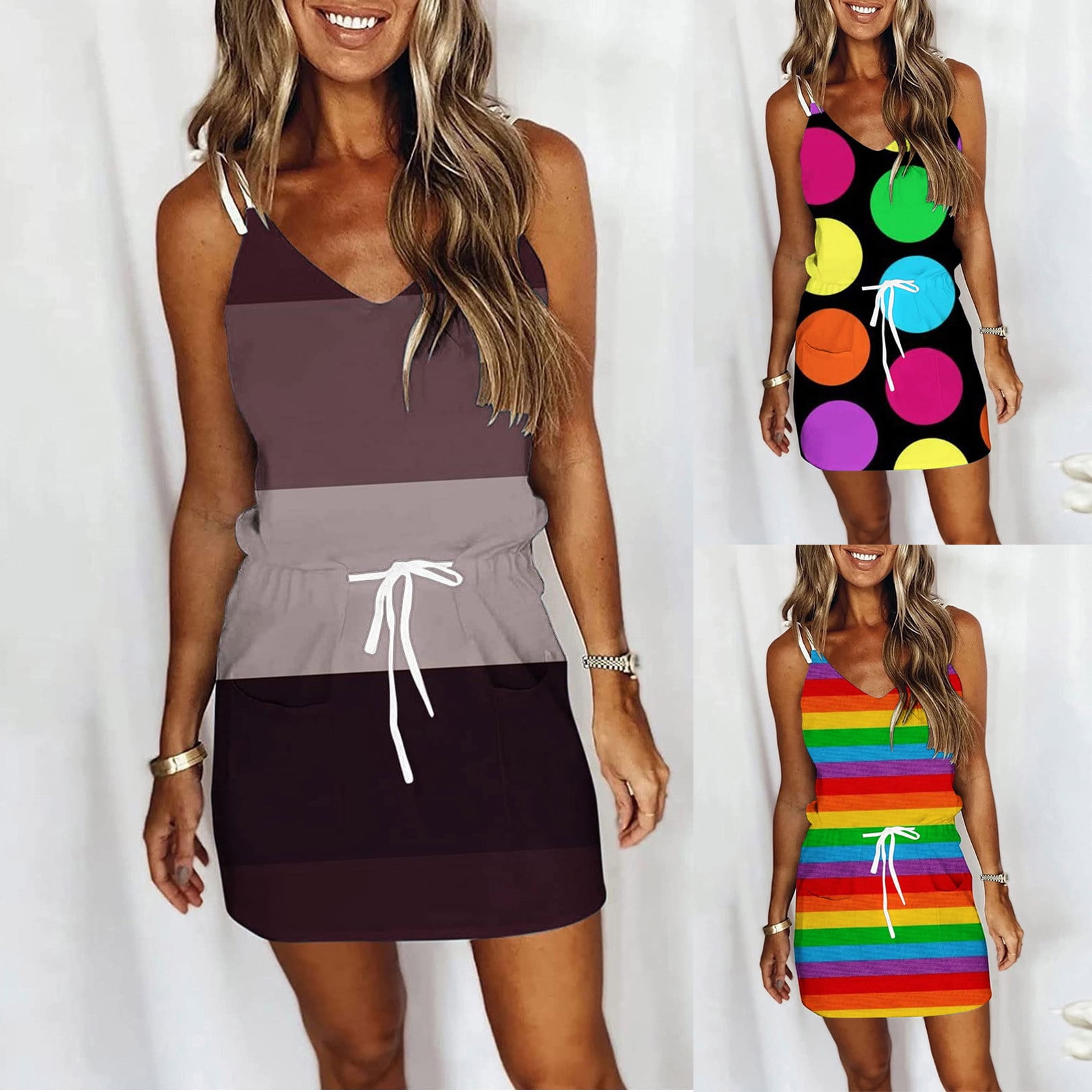 Tummy Control Workout Wear LEANI Women's Striped Bodycon Midi Dress - 2025 Summer Square Neck Sundress With Side Slit Tight Summer Dresses For Women 2025