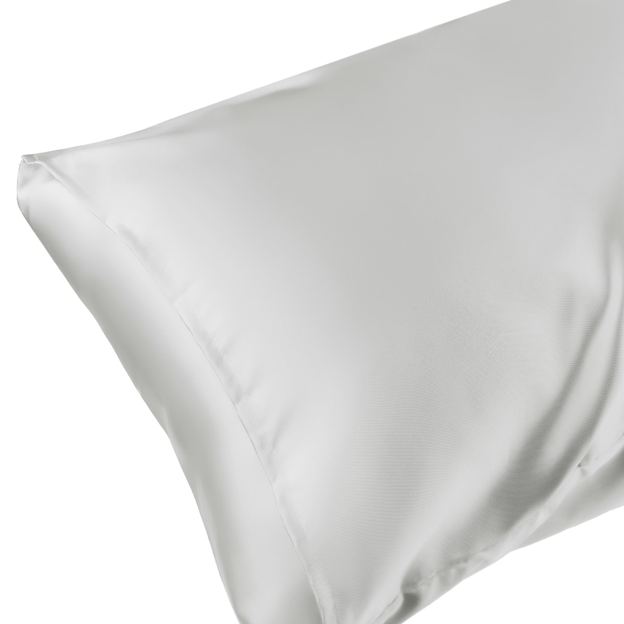 Unique Bargains Envelope Closure Breathable and Soft Satin Pillowcase (2 Count) Light Gray Queen