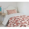 thumbnail image 4 of Ambesonne Cherry Blossom Quilted Bedspread Set 2 Pcs, Nature, Twin Size, Coral Blush White, 4 of 6