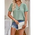 thumbnail image 2 of 2024 Tops for Women Trendy Button V-Neck Casual Short Sleeve, Women's Summer Tops, 2 of 8