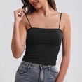 thumbnail image 2 of Wensltd Women Spaghetti Strap Crop Camisole Square Neck Solid Color Casual Tank Top for Daily Wear Black, 2 of 9