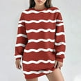 thumbnail image 2 of Kaemgyyd Women's Casual Sweatshirt Dress Crew Neck Long Sleeve Mini Pullover Dress Fashion Loose Stripe Dresses, 2 of 6