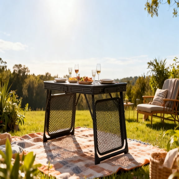 iCapeson 3FT Portable Folding Table with Expandable Wing Panels, Ultra Lightweight Aluminum Camping Picnic Table, Side Table for Outdoor, BBQ, Fishing, Tailgating & Travel