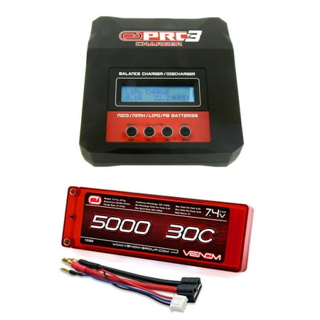 - Venom 30C 2S 5000mAh 7.4v Hard Case LiPo Battery ROAR Approved with UNI Plug and Venom Pro 3 Charger 7Amp RC LiPo and NiMH Battery Balance Combo