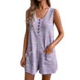 thumbnail image 2 of Ekouaer Women Rompers Summer Short Overalls Waffle Jumpsuit Casual One Piece Beach Outfits Vacation Clothes, 2 of 6