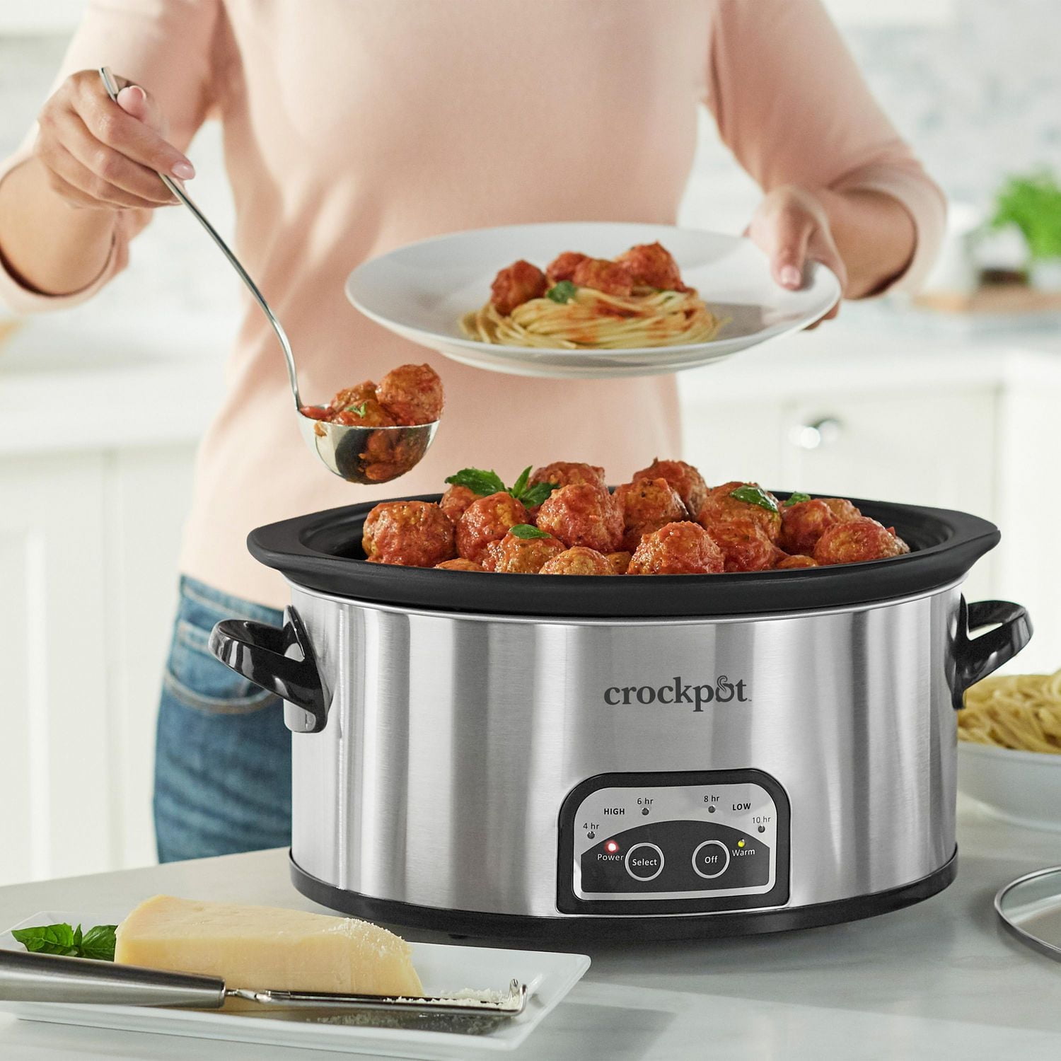 Crock-Pot 6-Quart One-Touch Slow Cooker, Stainless Steel,