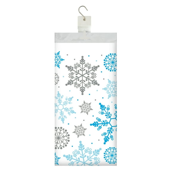 Winter Snowflakes Tablecover Border Print 54 x 102 Christmas Blue Silver