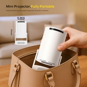 Magcubic Mini Projector 8K&4K Support with WiFi 6 and BT 5.4, 5W Soundbase Speaker, Auto Vertical Keystone 180° Rotatable Portable Projector for Home Bedroom Outdoor Movies HY300Pro+ White
