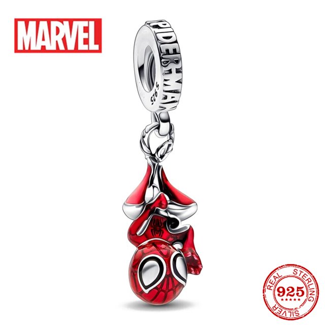 Disney-abalorio de plata de ley 925 para hombre araña, pulsera Pandora Original, película, personaje de Anime, cuentas