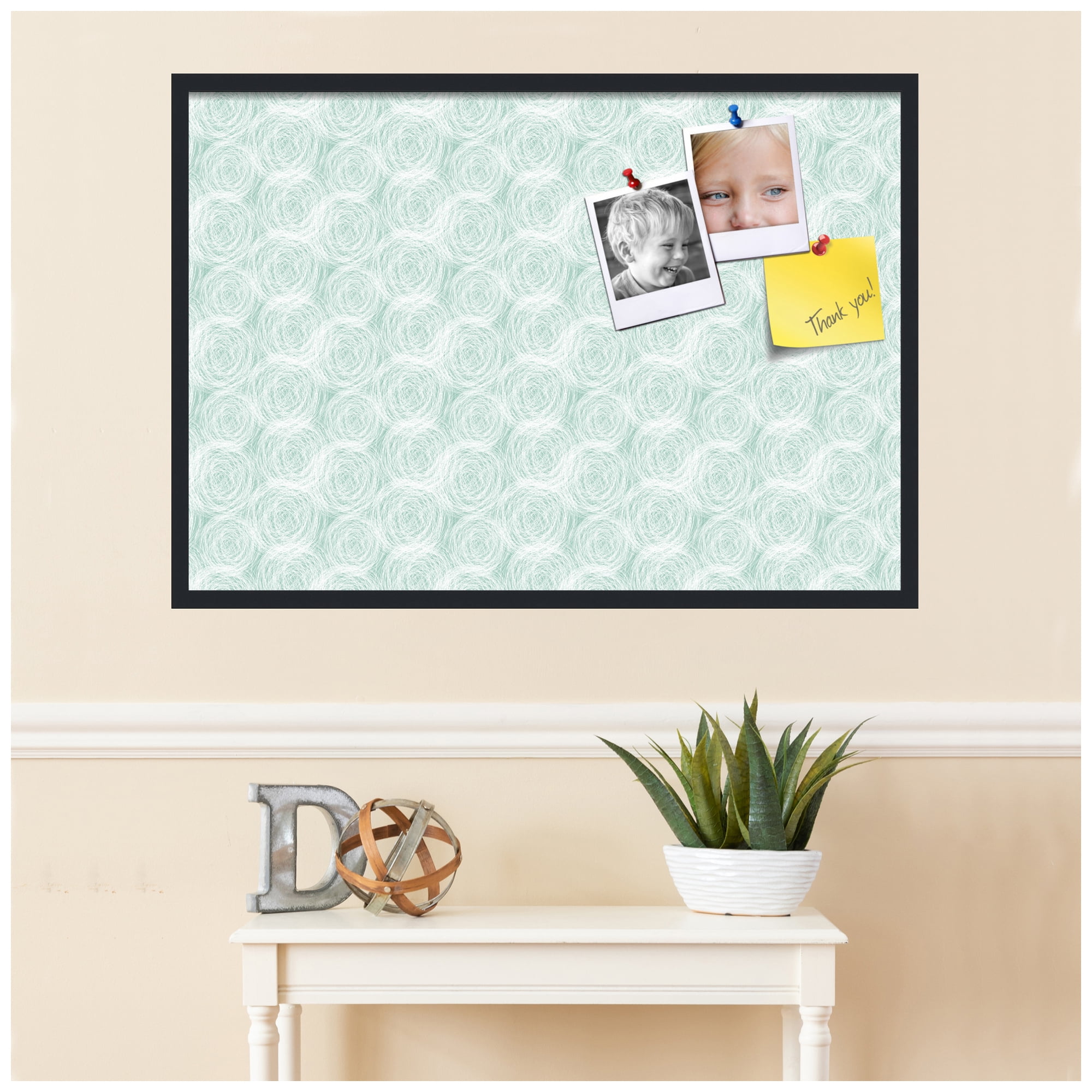 PinPix ArtToFrames 38x26 Custom Cork Bulletin Board    Poster Board Has a Fabric Style Canvas Finish, Framed in Satin Black (PinPix-1926)