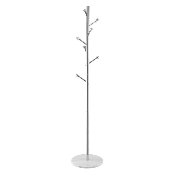KFFKFF Freestanding Coat Rack with Marble Base & 8 Hooks, Modern Coat Tree for Entryway, Bedroom, Office, and Living Room, Versatile Clothes Hanger for Coats, Hats, and Bags