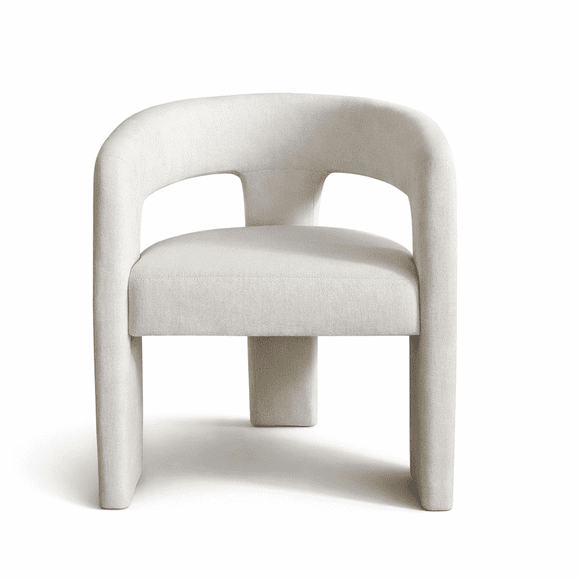 KOSSMAI Modern Barrel Accent Dining Chair – Upholstered Curved Back Armchair with 3-Leg Design, No Assembly, Soft Velvet Fabric – for Living Room, Bedroom, Dining or Office Seating (Beige)
