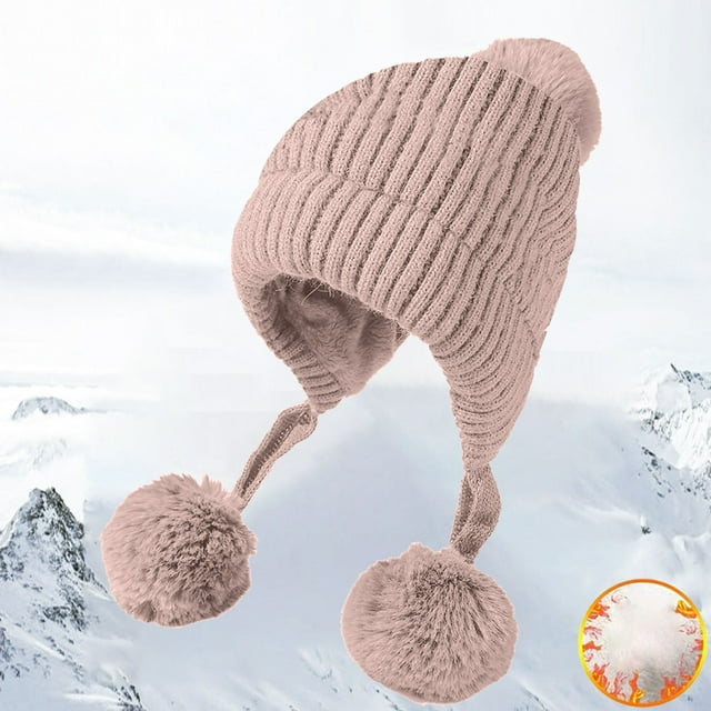 Bomber Hats Grid Pattern Three Wool Thickened Hat For Children Winter Velvet Outdoor Warm Knitted Hat Bomber Hats