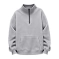 thumbnail image 5 of Kids Sweatshirts For Girls Long Sleeve Tops Grey Round Neck Quarter Zipper Girl Winter Clothes 5-14 Years Sweatshirt Girls, 5 of 5
