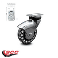thumbnail image 2 of 3 Inch Bright Chrome Hooded Polyurethane Top Plate Caster Service Caster, 2 of 2