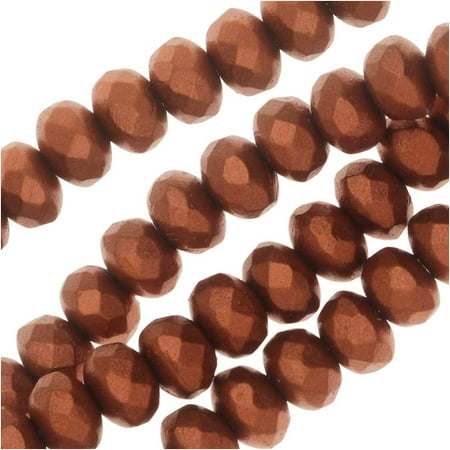 - Czech Fire Polished Glass, Donut Rondelle Beads 5x3.5mm, 50 Pieces, Bronze Copper