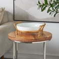 thumbnail image 2 of DecMode 15" x 5" White Tempered Glass Kitchen Serving Bowl with Gold Metal Stand, 1-Piece, 2 of 9