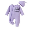 thumbnail image 2 of Fozruso Winter Newborn Baby Boy Bodysuit Long Sleeve Letter Print Outfit With Hat Cozy Romper For Infant And Toddler Boys Rompers Sizes 0-3 Months, 2 of 6
