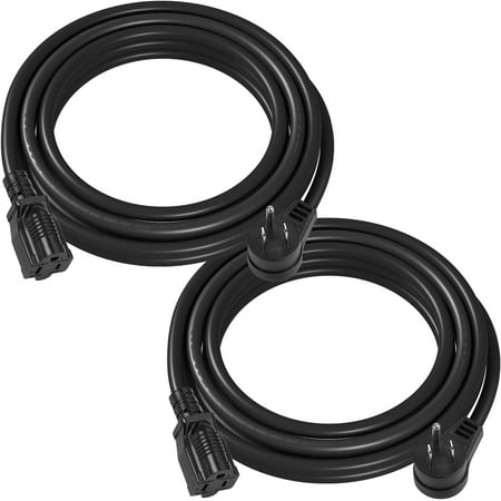 Flat Plug Extension Cord 15ft, 14 Gauge Heavy Duty, 3 Prong Extension