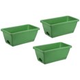 thumbnail image 1 of Unique Bargains 14.1'x6.7'x5.3' Rectangular Window Box Planter Plastic Pots with Tray, Light Green 3 Pack, 1 of 8