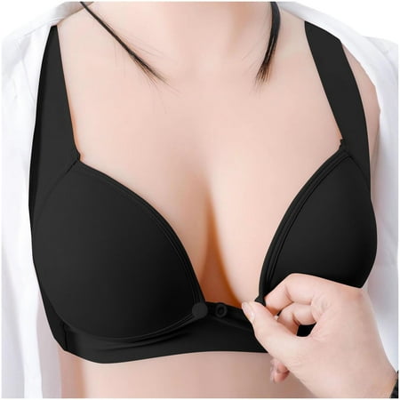 Nuring Bra Maternity Nursing Bras for Breastfeeding Push Up Pregnancy Bra Wireless Puming Bra Black L