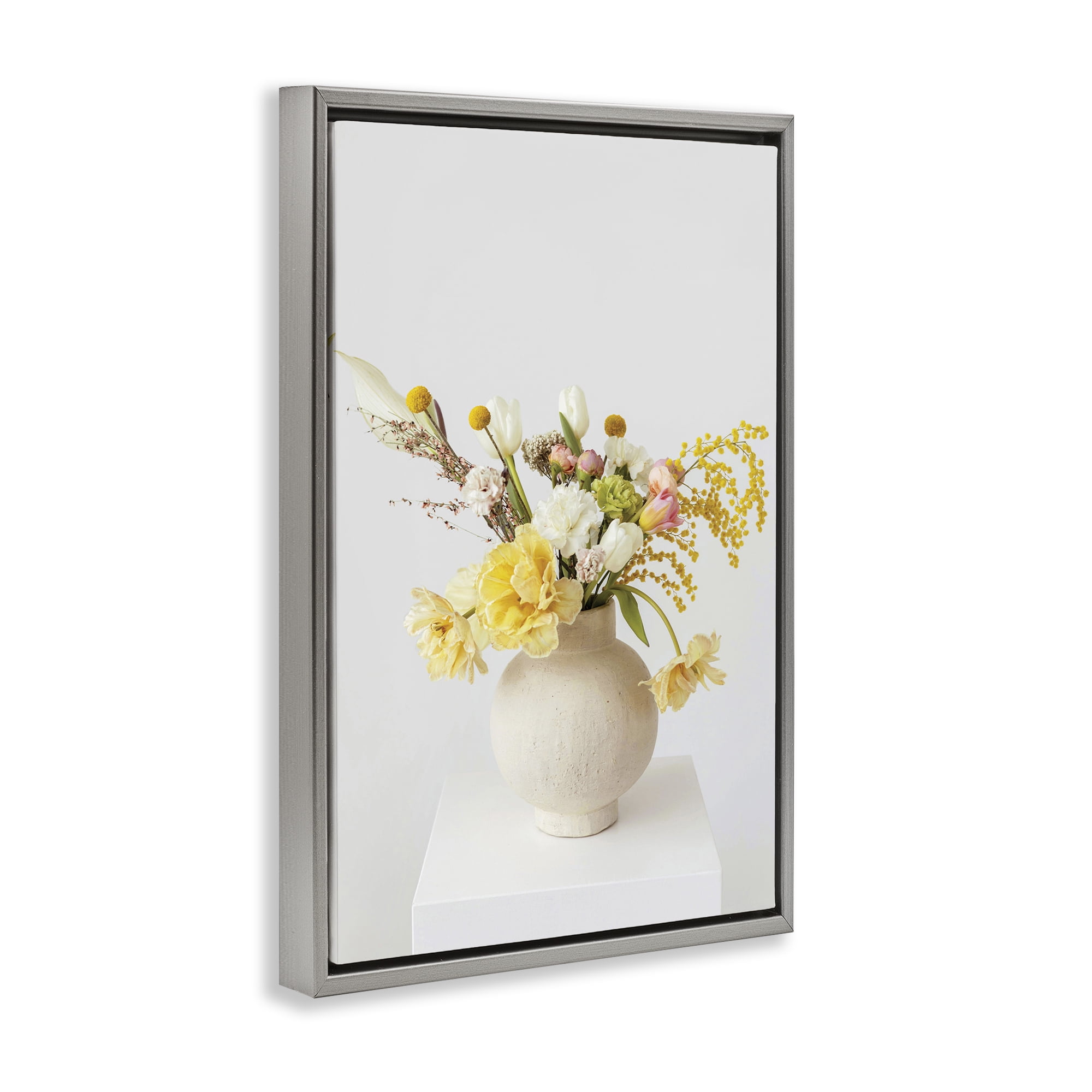 Stupell Industries Simple Vase Photography Botanical & Floral Photography Gray Floater Framed Art Print Wall Art, 21 x 31