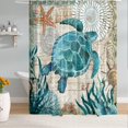 thumbnail image 4 of Sea Turtle Shower Curtain 72 x 72 Inch, Ocean Shower Curtain for Bathroom Decor, Waterproof Fabric Nautical Themed Shower Curtain with 12 Hooks, 4 of 6