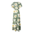 thumbnail image 7 of vigerkar Womens Floral Maxi Dress Summer Short Sleeve Long Dresses Flowy V Neck A Line Maxi Dresses Boho Vacation Beach Dress Green, XXL, 7 of 7
