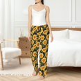 thumbnail image 4 of Fotbe Vintage Black Plaid Sunflower Pantalones de Pijama para Mujer, Pantalones de Dormir, Pantalones Pj con Cordón y Bolsillos-Large, 4 of 6