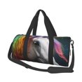 thumbnail image 1 of Fotbe Colorful Haired White Horse Bolsa Deportiva de Lona Plegable con Estampado, Bolsa de Gimnasio con Bolsillo Seco/Húmedo, Bolsa de Viaje Ultraligera de Gran Capacidad, 1 of 6
