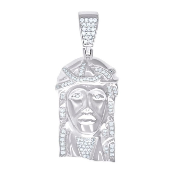 925 Sterling Silver Mens 1.12ct Moissanite Jesus Religious Charm Pendant 56.6x24mm Wide Necklace for Men
