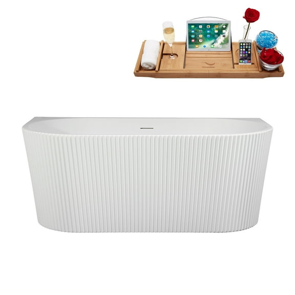 58.5" Streamline B-400-153-BBR Soaking Freestanding Tub and Tray With Internal Drain in Brushed Brass