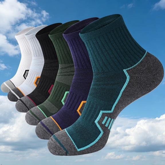 FREEYOKA 6 Pairs Mens Ankle Running Socks Moisture Wicking Sport Socks Breathable Gym Workout Hiking Walking Sock,MULCOLOR