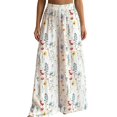 thumbnail image 3 of Arlun Womens Wide Leg Pants 2026 Summer Floral Print Elastic High Waist Palazzo Pants Boho Style Splicing Pleated Loose Lightweight Flowy Travel Vacation Trousers for Daily Wear 1-White XL, 3 of 5